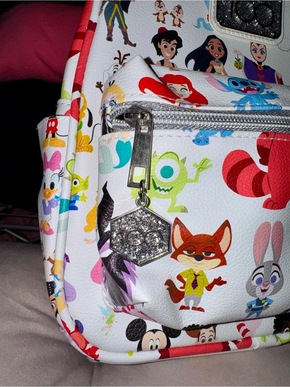 Disney 100Year Anniversary Mini Backpack White / Glitter / MultiColor Loungefly